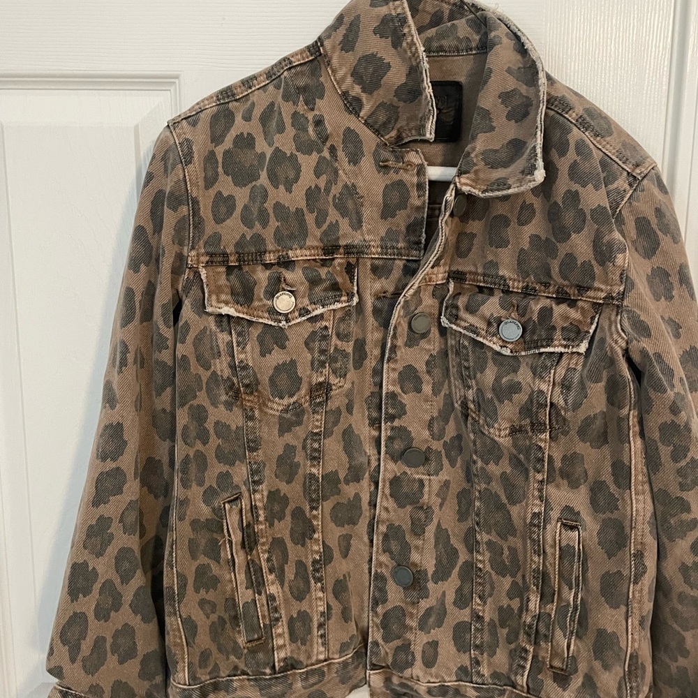 Blank denim cheetah jean jacket
